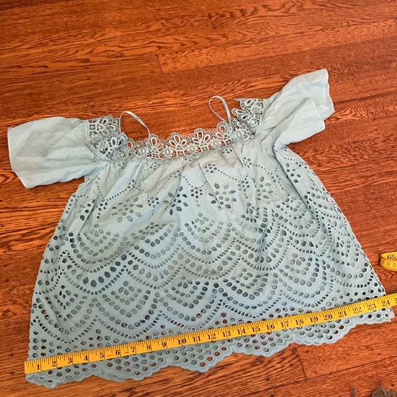 NWOT Venus Sz 6 Blue Lace Detail Off the Shoulder Adjustable Strap Short Sleeve - Picture 9 of 11